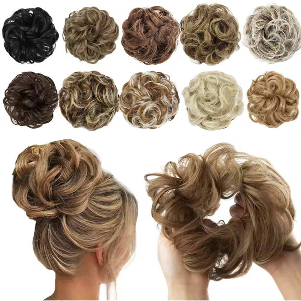 

Synthetic Hair Bun Extensions Messy Curly Elastic Hair Scrunchies Hairpieces Synthetic Chignon Donut Updo Hair Pieces for Women