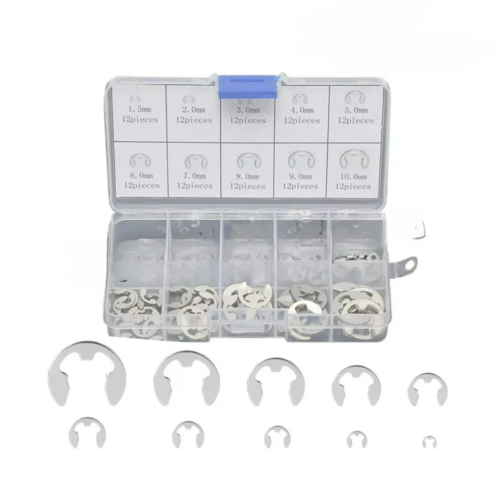 120pcs/200pcs M1.5-M10 304 Stainless Steel Split Rings & E-Clips – Assortment Set for Shafts Machinery DIY Home Repairs