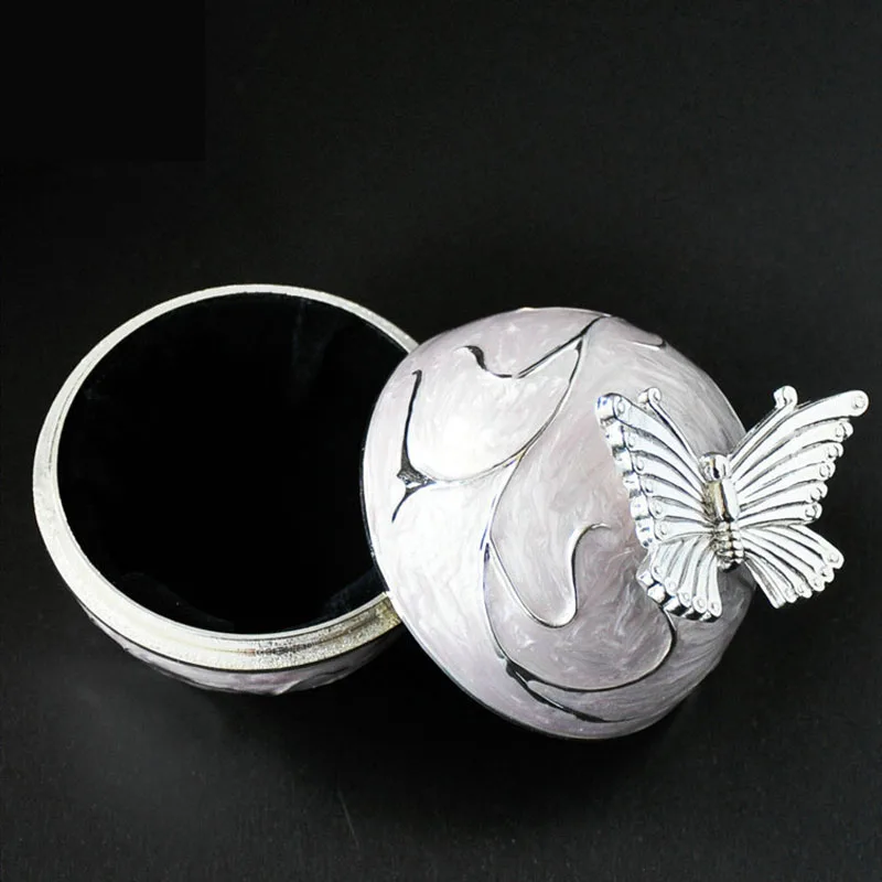 Vintage Butterfly Jewelry Storage Box for Rings Oval Treasure Chest Organizer Jewelry Keepsake Gift Box Case for Girl Women