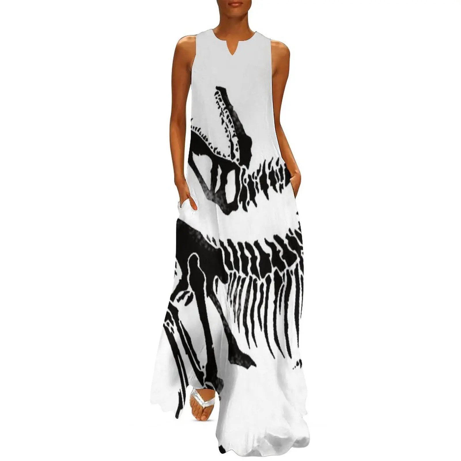 

Velociraptor Skeleton Print Long Dress Woman clothes clothes for woman dresses with long sleeves