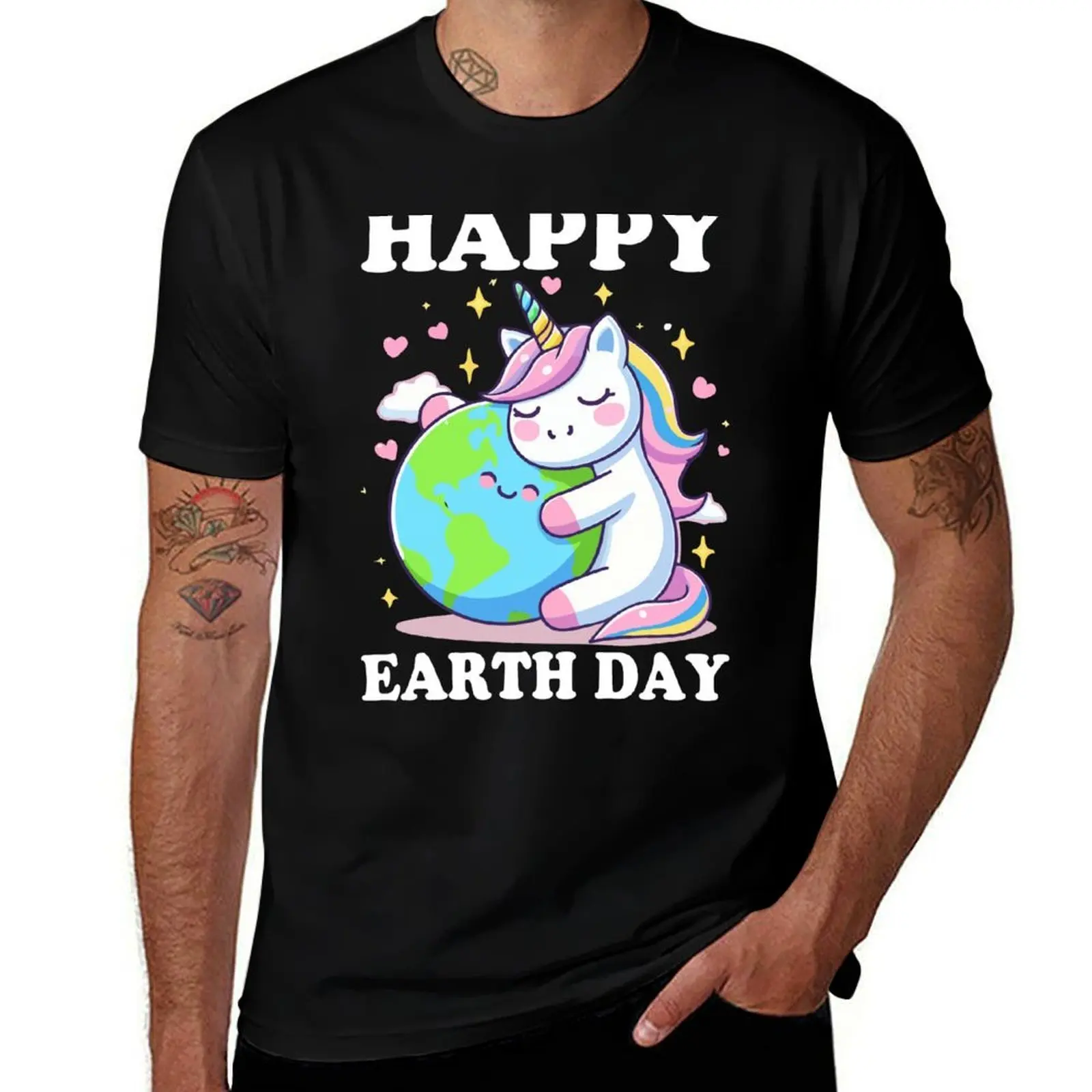 Earth Day Unicorn Environmental Awareness Groovy Girls boys T-Shirt Daily Work Short Sleeve Top T-Shirt