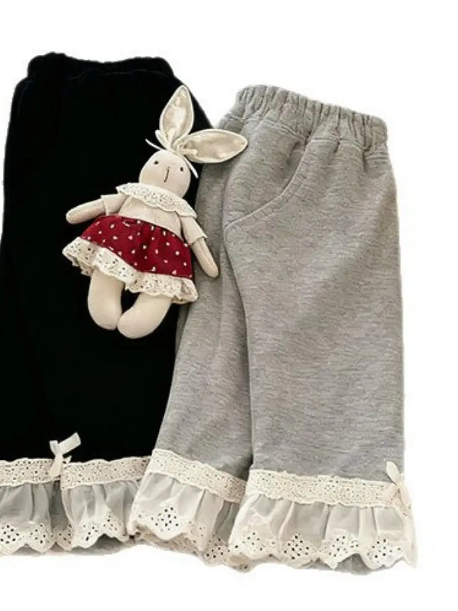 Meisjes Winter Thiened Fce Casual broek Dunne fluwelen lange broek Herfst Winter Faionable Kinderkleding Babykleding