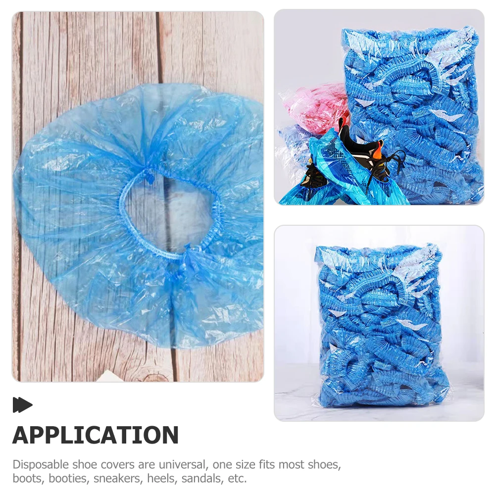 

200pcs Disposable Shoe Covers Blue Thickened PE Waterproof Dustproof Universal Size Fits Most Shoes Boots Sneakers Heels