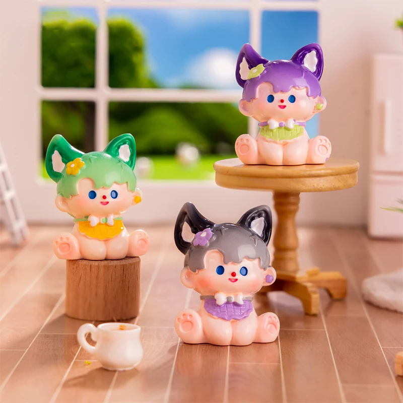 Cartoon Colorful Fox Figurines Model Cute Mini Ornament Home Desktop Decoration Car Ornaments Micro Landscape Decoration Toy