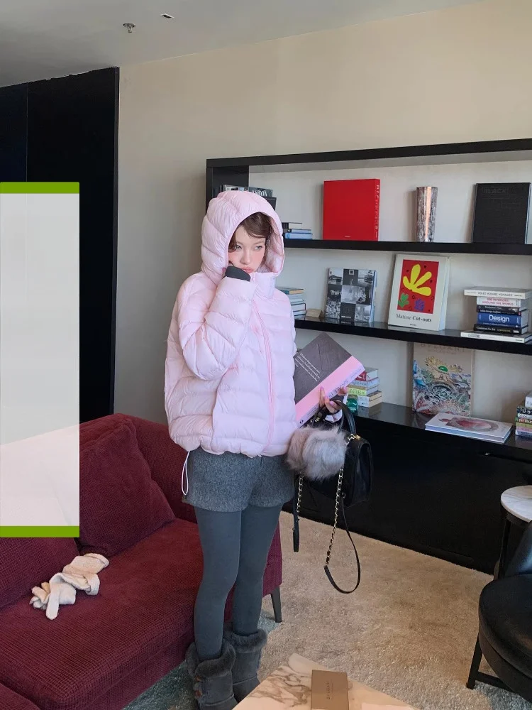 

DULA Cozy Little Stove 90 White Du down Women's Winter Warm Turtle Ba Hooded Jaet Casual Sle Nylon Fabric Zipper Closure