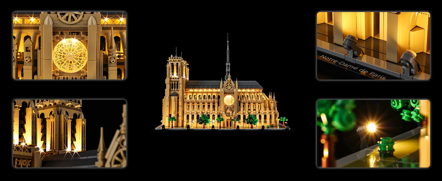 Kyglaring LED-Licht-Set geeignet für Lego Notre Dame De Paris 21061 Bausteine, Dekorative Lampe, Lego-Bausteine nicht enthalten. – Detail 5