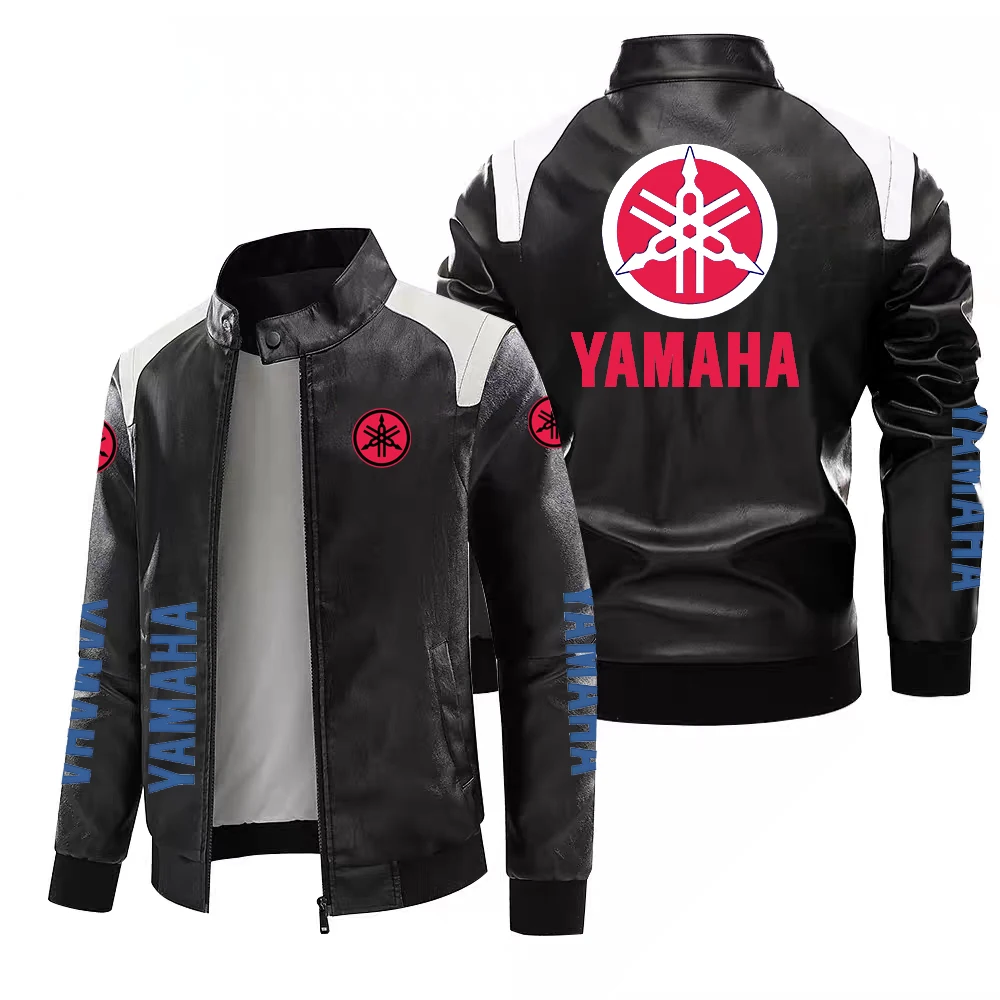 Men's PU Leather Motorcycle Logo Jacket, Windproof, Waterproof, Warm, Luxury, High-end, Racing - view 3