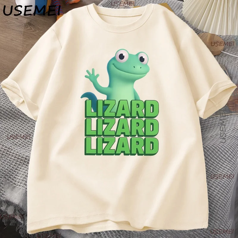 Футболка с изображением ящерицы и мема для мужчин и женщин, забавная одежда Weirdcore Y2K, повседневная свободная хлопковая футболка с короткими рукавами, топы с круглым вырезом