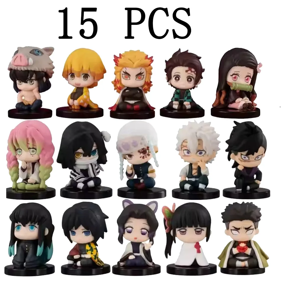 5 Style/Set Q Version Demon Slayer Sitting Ghost Doll Tanjiro Nidouzi Inosuke Zenizu Figure Action Figure Movie Model Toys Doll
