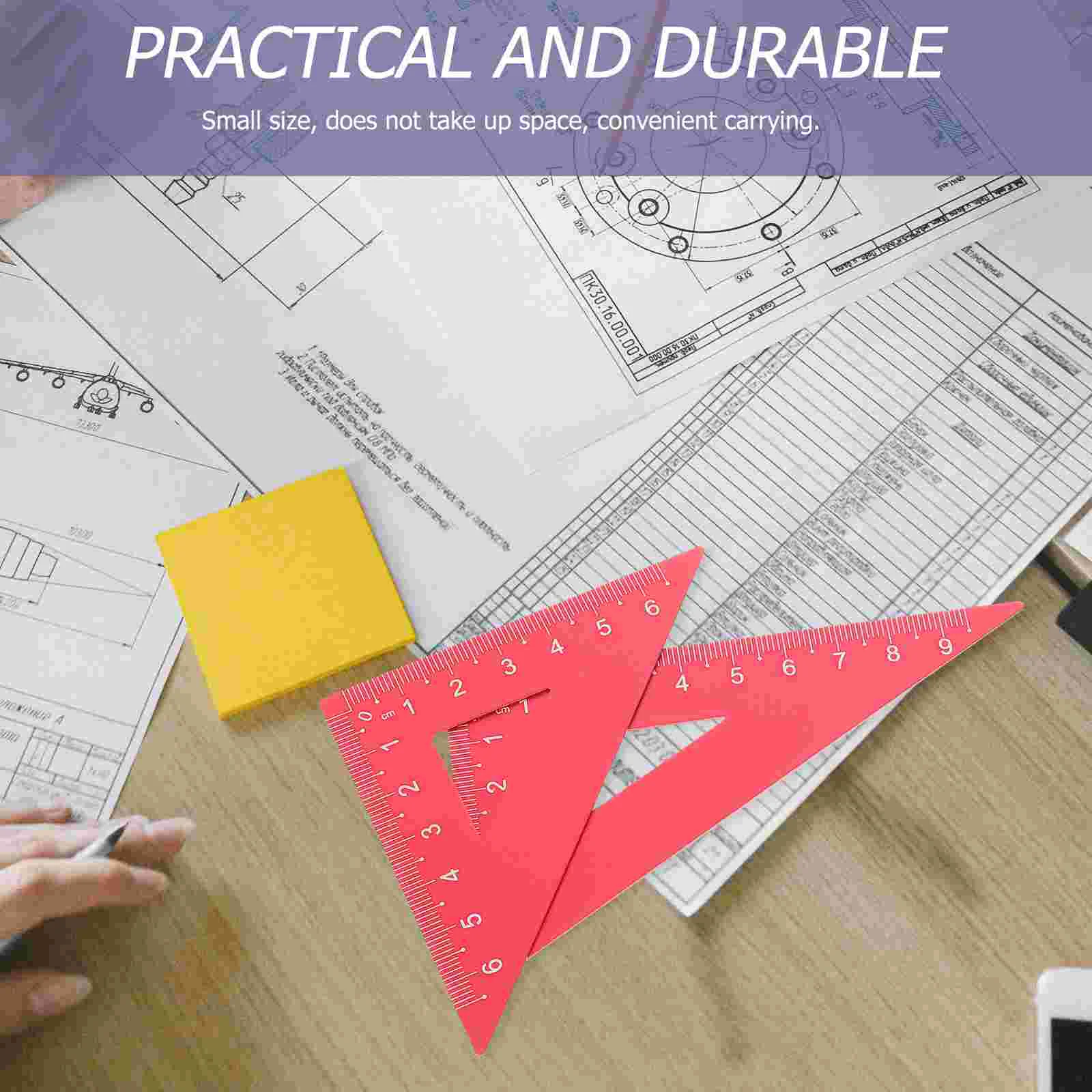 Regla de Metal resistente para oficina, juego de papelería, transportador de placa Triangular, regla de prueba, 1 Juego de 4 Uds.