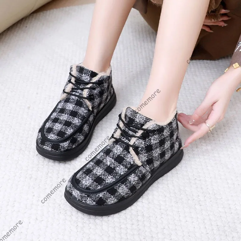 Comemore شتاء جديد القماش المرأة القطن فلكنيز أحذية منقوشة موضة مريحة مبطن سميكة لينة أسفل أمي الثلوج الأحذية