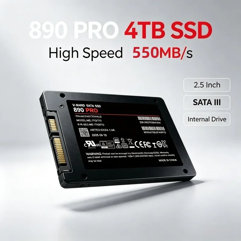 890 PRO 2.5 Inch SATA3 Internal SSD, 550MB/S Solid State Drive 1TB 2TB 4TB, Hard Disk for Laptop & Desktop PC