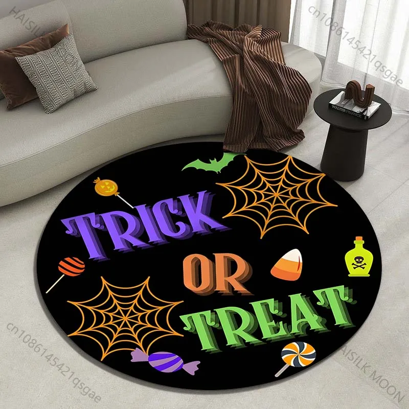 Halloween Candy and Décor Theme Printed round carpet living room sofa table carpet large pet mat soft round carpet home decor