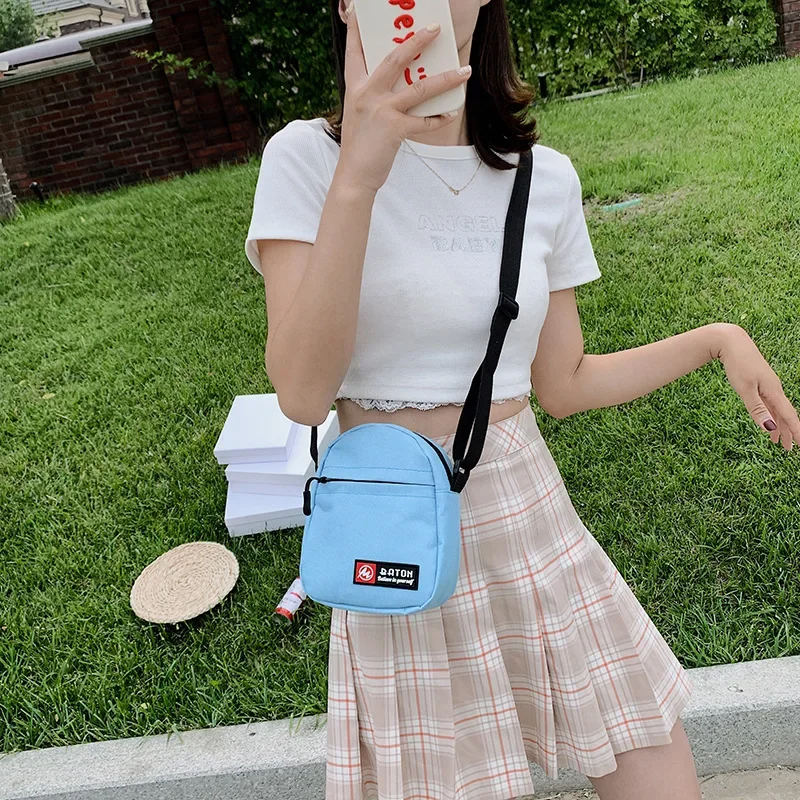 Female Crossbody Bag Ins Fashion Solid Color Zipper Mini Canvas Bag Vertical Square Messenger Waist Bags For Women Сумка Женская