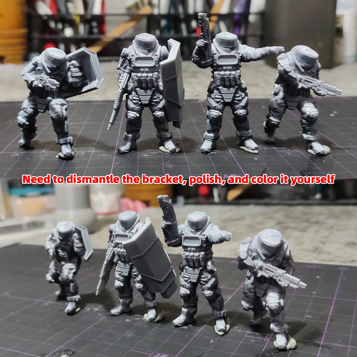 1/35 1/48 1/60 1/72 1/100 1/144 Modellbausatz 3D Harz Miniatur-Soldatenfiguren Diorama Unbemalt Cyberpunk Cyborg Squad DIY – Detail 7