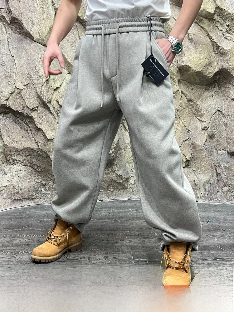 

Men's Casual Straight Leg Pants Thiened Fce Lined Loose Wide Leg Trousers Autumn Winter High Waist Slim Fit Sweatpants