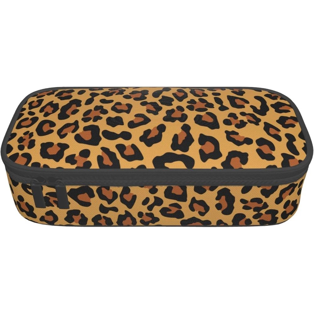 

Пенал с леопардовым принтом, большой вместительный чехол для ручек, канцелярские принадлежности, пенал, эстетический на молнии для принадлежностей, офиса, колледжа, взрослых