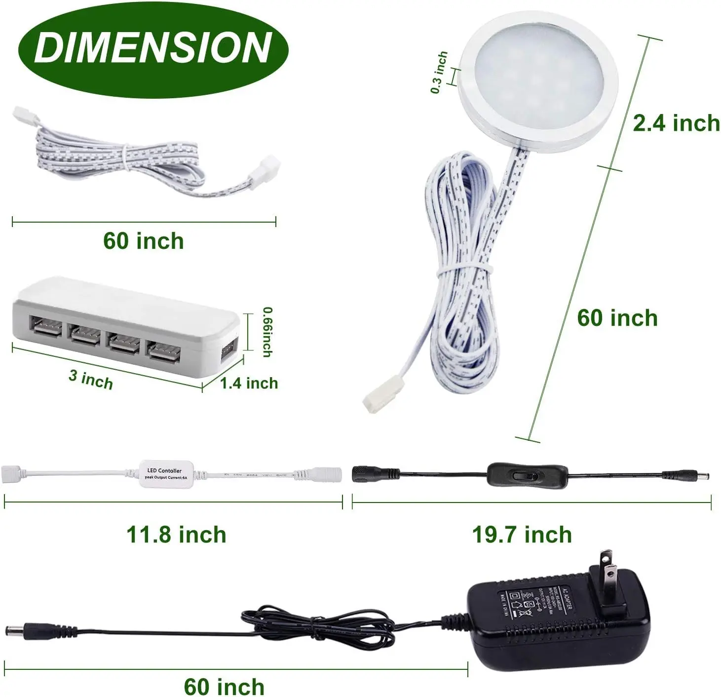 RGB LED 언더 캐비닛 조명 키트, 주방, 옷장, 가구용 슬림 알루미늄 퍽 램프(6팩)