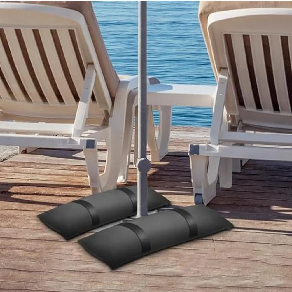 2 Pack Fillable Sandbag for Patio For Umbrella Stand - Oxford Cloth Sand Weight Base 70x25cm Black for Stability