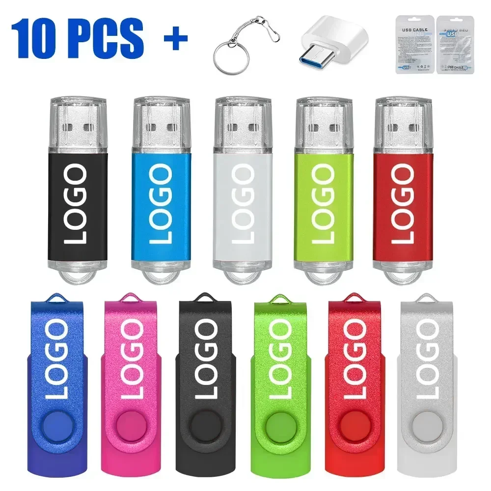 10 unids/lote Color USB 2,0 unidad Flash USB 8GB 16GB 32GB 64GB 128GB memoria USB 1GB 2GB 4GB Pendrive para teléfono inteligente/PC