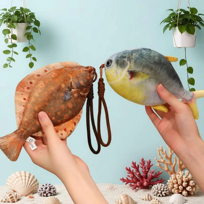 20cm Cute Simulation Fish Plush Toy Soft Stuffed Perch Clownfish Koi Angelfish Doll Keychain Pendant Kids Boy Girl Birthday Gift