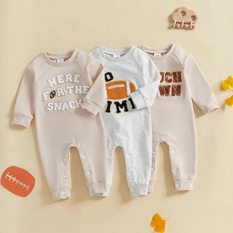 

Baby Sweatshirt Romper Casual Rugby Letter Embroidery Long Sleeve Jumpsuit for Newborn Toddler Girl Boy Cute Clothes