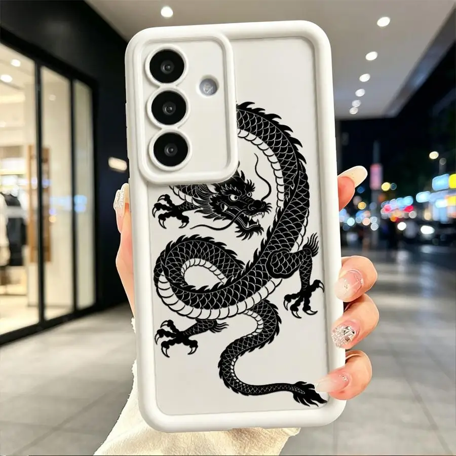 Black Coiled Dragon Gothic Phone Cover Case for Samsung Galaxy S26 S22 Plus S23 S21 Note 20 Ultra S25 S20 FE S24 ultra