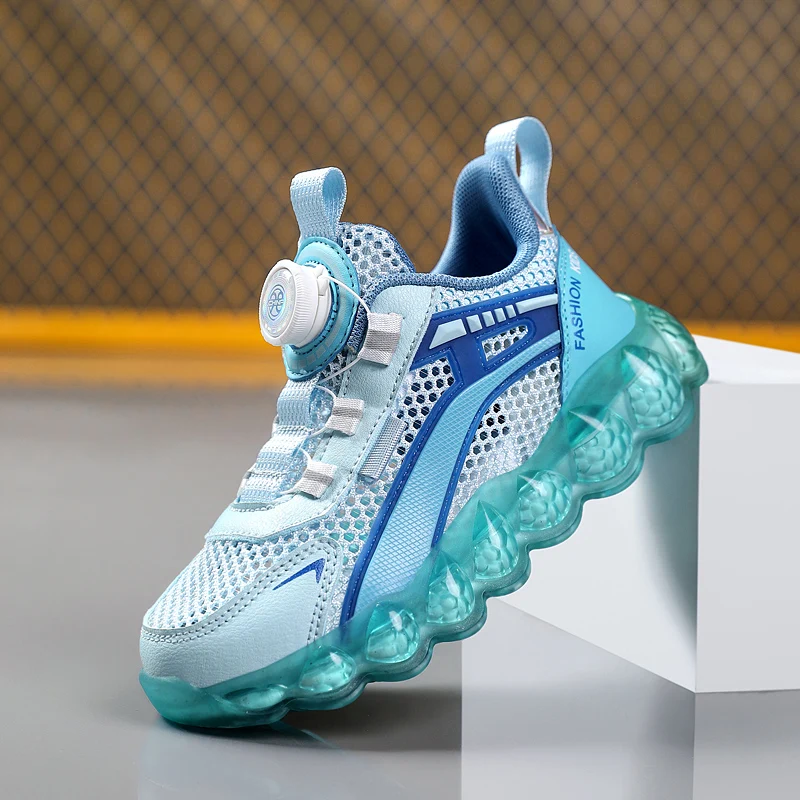

Summer Kids Sports Shoes Rotary Buckle Design Casual Sneakers For Boys Girls Trainers Breathable Mesh Children's Running Shoes