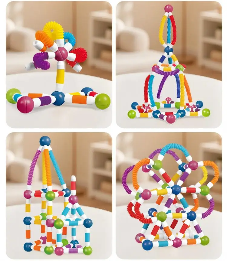 Teleskopowe magnetyczne pręty konstrukcyjne Kolorowe puzzle edukacyjne STEM Zabawki sensoryczne dla dzieci od 3 lat Idealne prezenty dla chłopców i dziewczynek