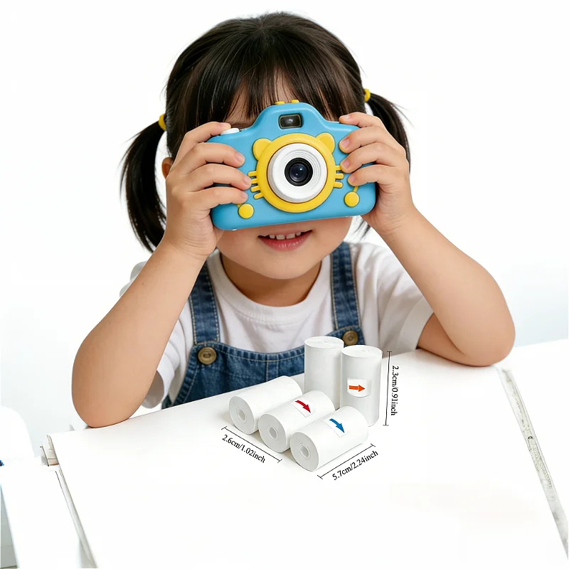 Kids Camera Instant Print Refill for Kids Instant Camera Thermal Printing Free 50x30mm White Non-Adhesive Photo Print Rolls Gift