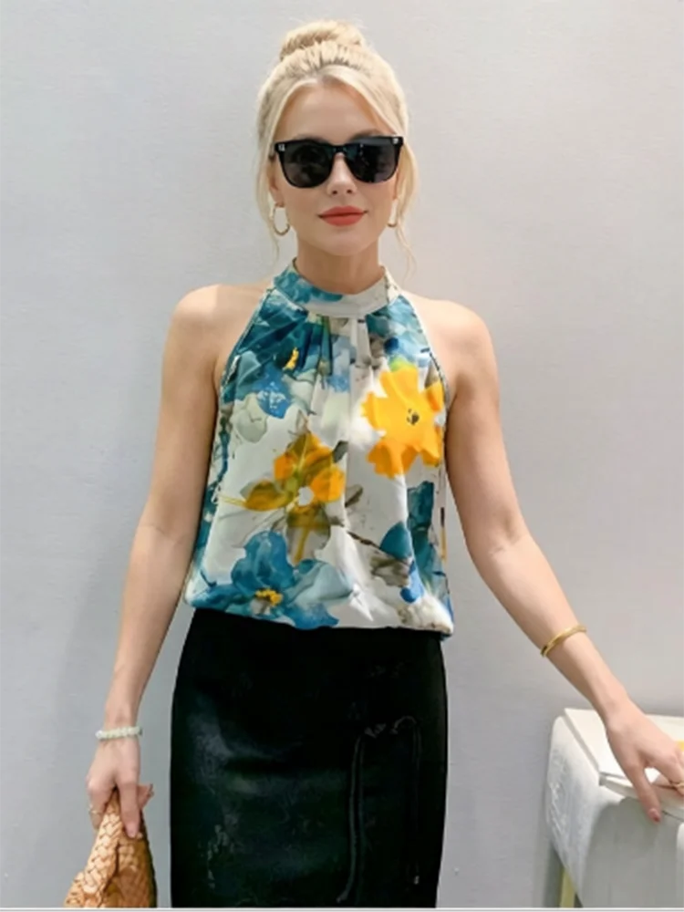 

Summer Clothing New Printed Sleeveless Vest Shirt for Women Fashionable Versatile Chiffon Top for Women S570