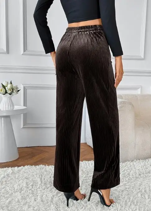 

2025 Comfortable, Casual, Fashionable Commuting Women's Straight Leg Pants, Autumn and Winter High Waisted Corduroy Pants