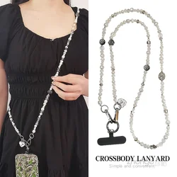 Long Mobile Phone Lanyard Clip Mobile Phone Case Universal Hand-beaded Chain Crossbody Love Cat Foot Mobile Phone Chain