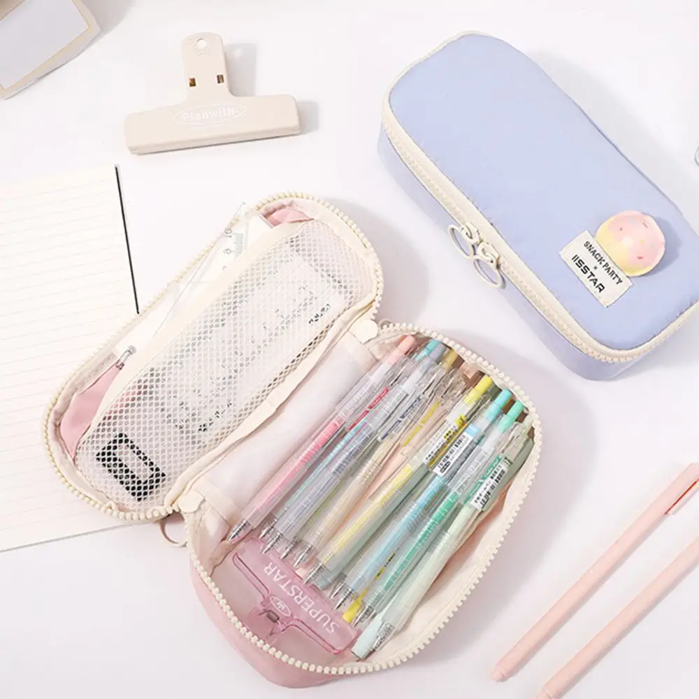 Cute Ins Pen Bag Personality Simple Pencil Case Large Capacity Zipper Pouch Pen Storage Bag Junior High School