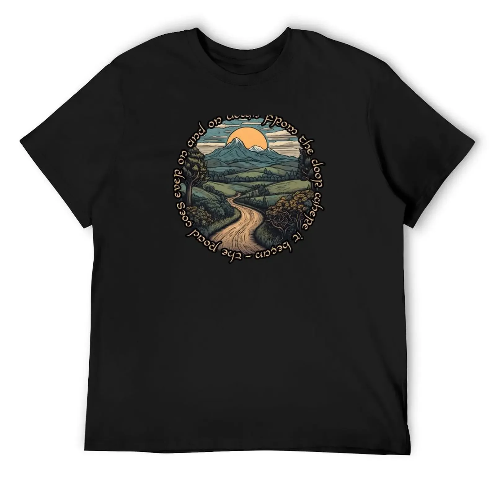 

The road goes ever on and on, down from the door where it began - Quote - Winding Road - Lineart- Fantasy T-Shirt
