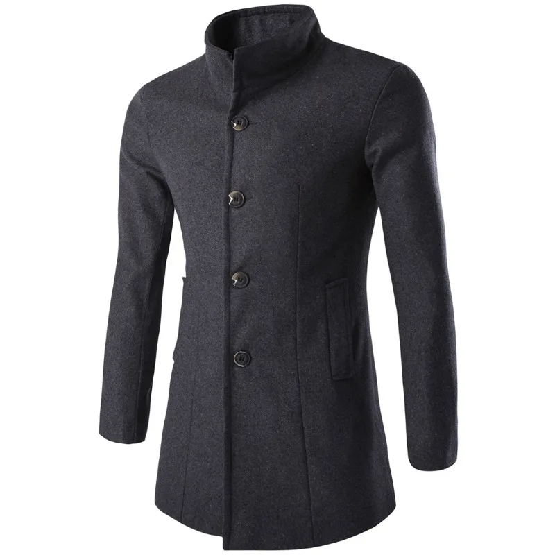 Spring New Fashion Lapel Medium and Long Coat Men's Woolen Trench Coat