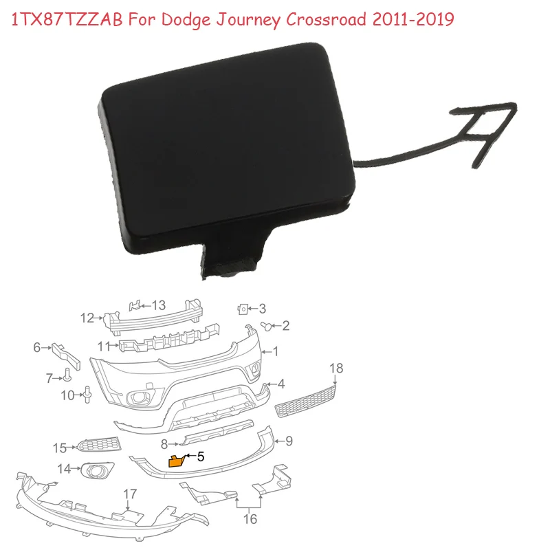 1TX87TZZAB Car Front Bumper Tow Hook Cover Caps For Dodge Journey Crossroad 2011 2012 2013 2014 2015 2016 2017 2018 2019