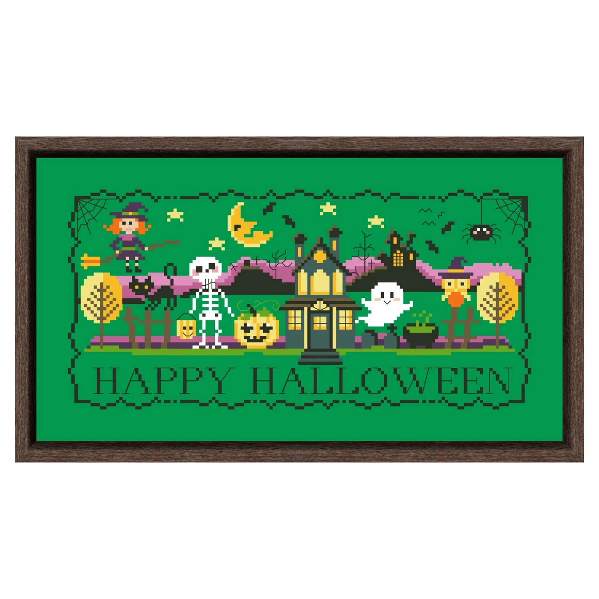 Happy Halloween Kreuz stich Kit Cartoon 18ct 14ct 11ct grüne Leinwand Nähte Stickerei DIY