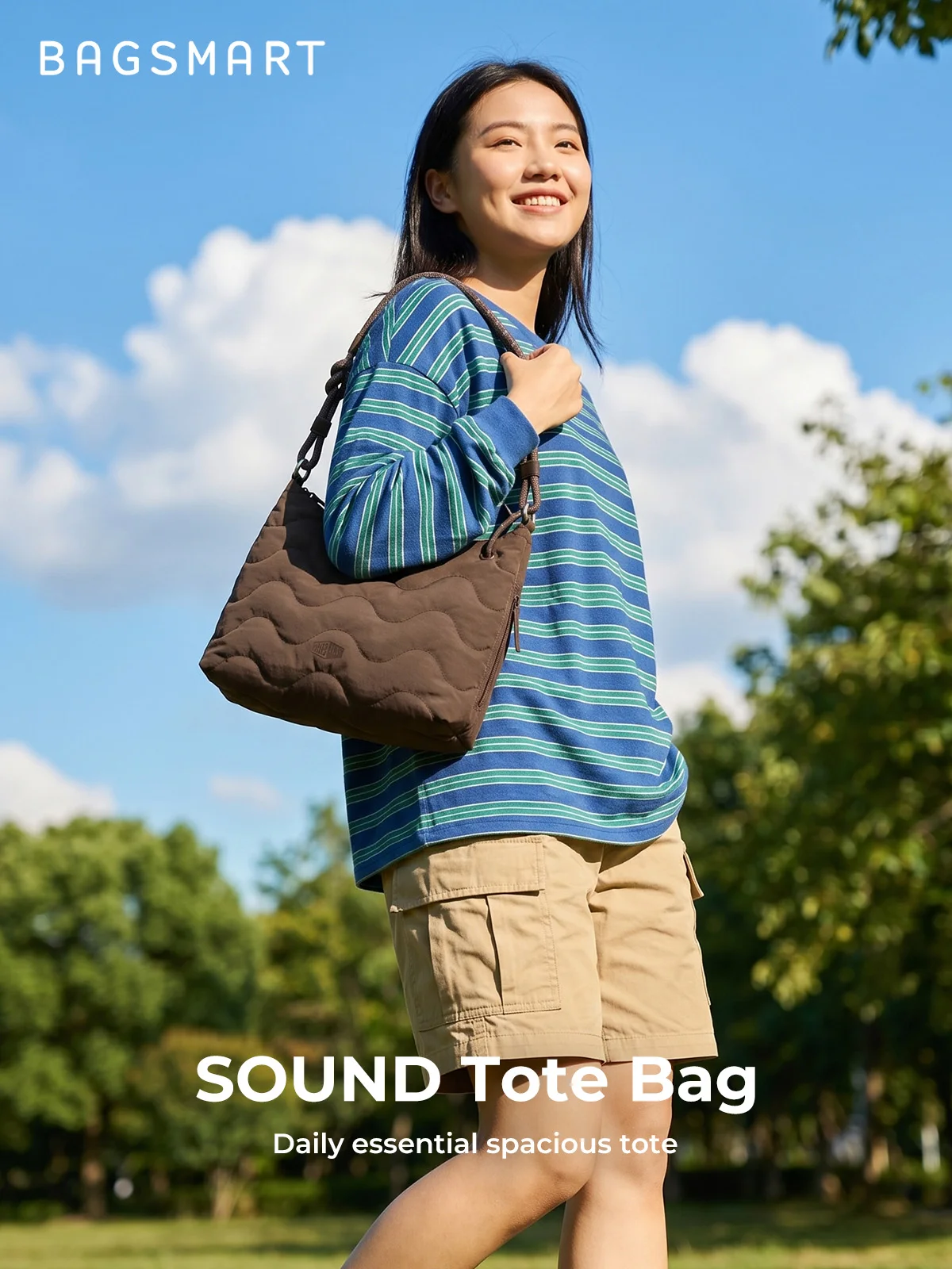 BAGSMART Damen-Umhängetasche, leichte Umhängetasche aus weichem Stoff, Handtasche mit mehreren Taschen, für Schule, Arbeit, Freizeit – Detail 4