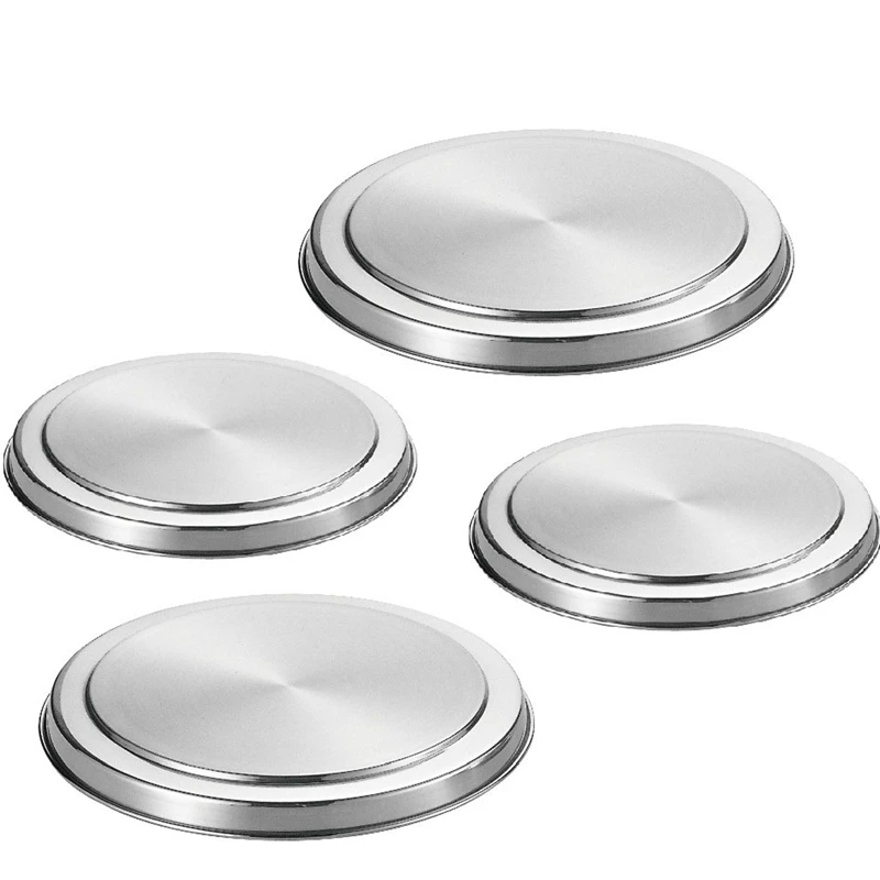 SEWS-4Pcs Stainless Steel Hob Covers Stove Plate Top Cooker Protector Kit Set Utensils 17/21CM Kitchen Accessories