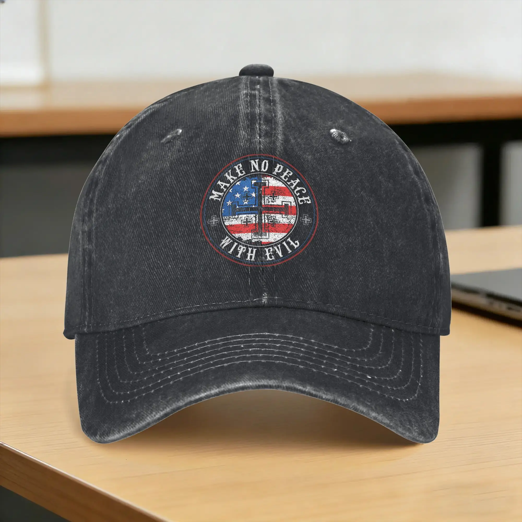 Make No Peace with Evil Knight Templar Jerusalem Cross Casual Baseball Cap For Men Adult Summer  Running Hippie Hip Hop Hats