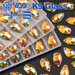 VDD  Top Quality Burning Sun Fantasy Color K9 Glass Sew On Rhinestones Sewing Crystals Flat Back Stones For Clothes Accessories