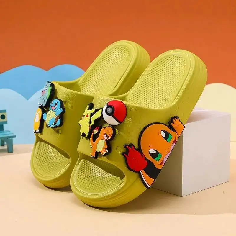 

really pictures new Cartoon Pikachu Children's Boys yellow blue green pink white Babies women grils child Slippers kids shoes