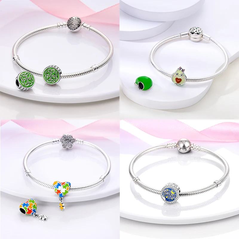 Colgante de plata de ley 925 con forma de rana para mujer, abalorio compatible con pulsera Pandora original, collar, joyería artesanal