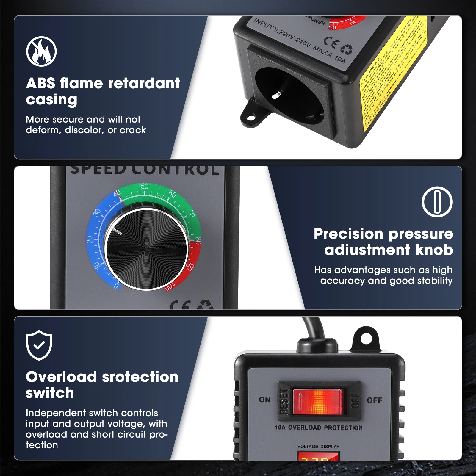 Speed Controller 230 V, Frequency Converter 230 V, Motor Voltage Regulator AC 220 V 10 A Highest Power 4000 W