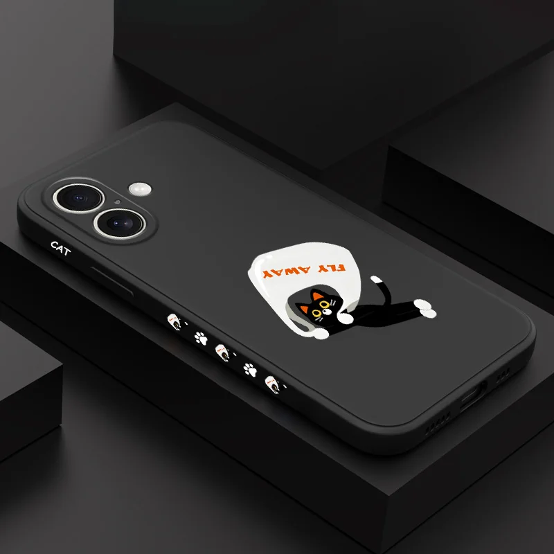 

Landing Cat Phone Case For iPhone 16 16e 15 14 13 12 11 X XR XS Plus Pro Max Mini Silicone Cover