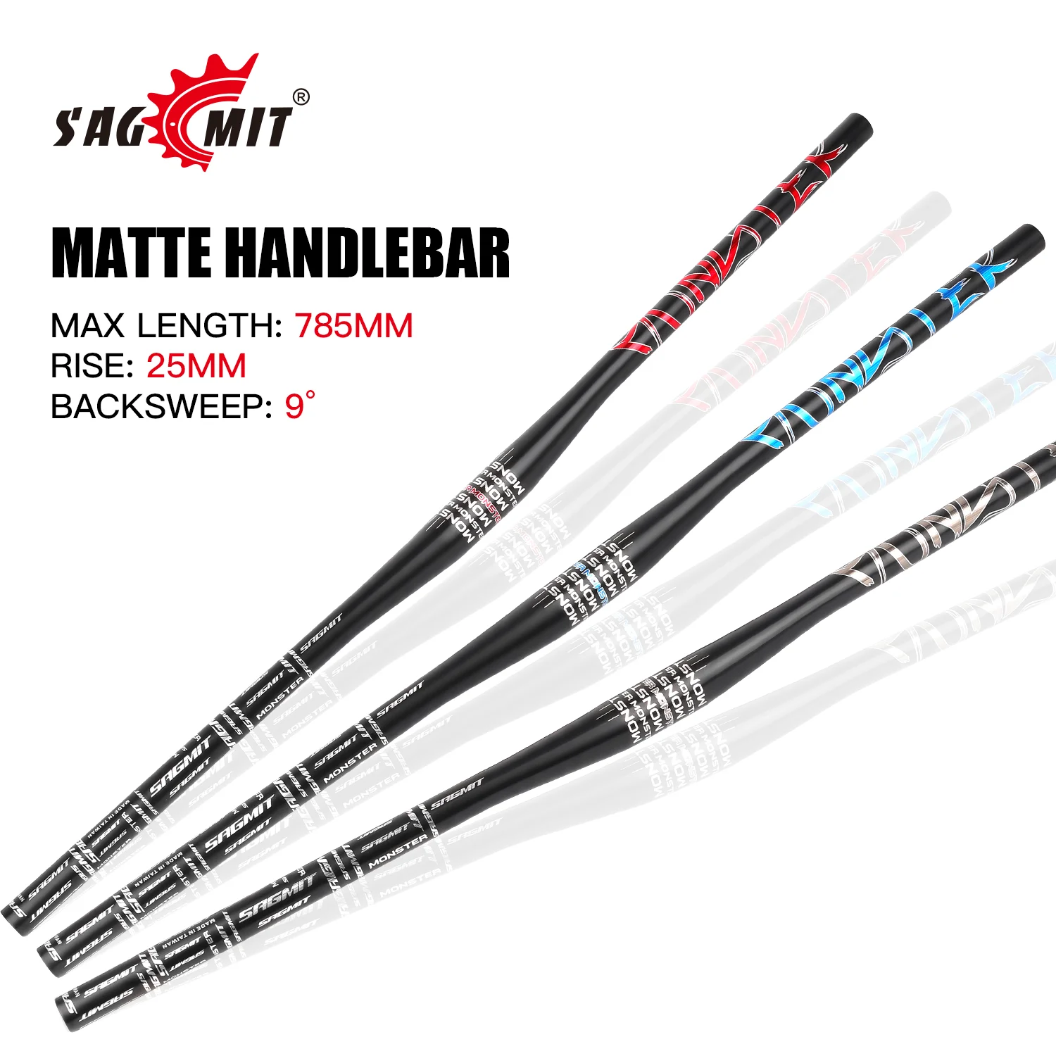 SAGMIT 31.8mm MTB Handlebar 785mm Mountain Bike Handlebar 25.4mm Ultralight Aluminum Alloy Handlebar Bicycle Accessories