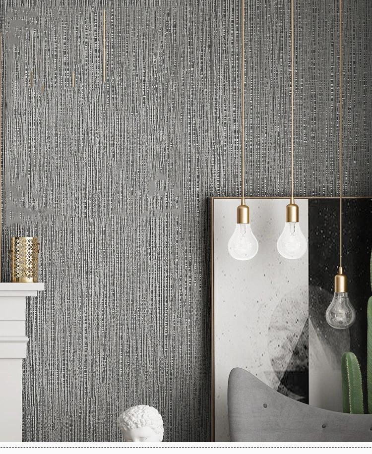 Non-woven Fabric Household Wallpaper Linen Pattern Bedroom Living Room Plain Color Modern Simple Non-Self-adhesive Wallpaper