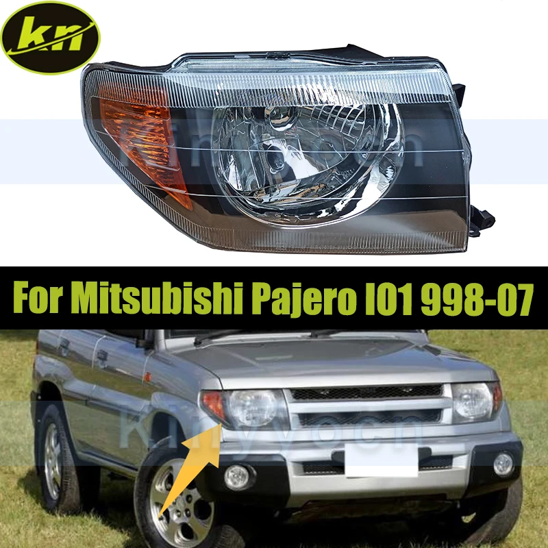 

Car Black Base Front Bumper Headlight Headlamp For Mitsubishi Pajero IO 1998-2007 Head Light Head Lamp