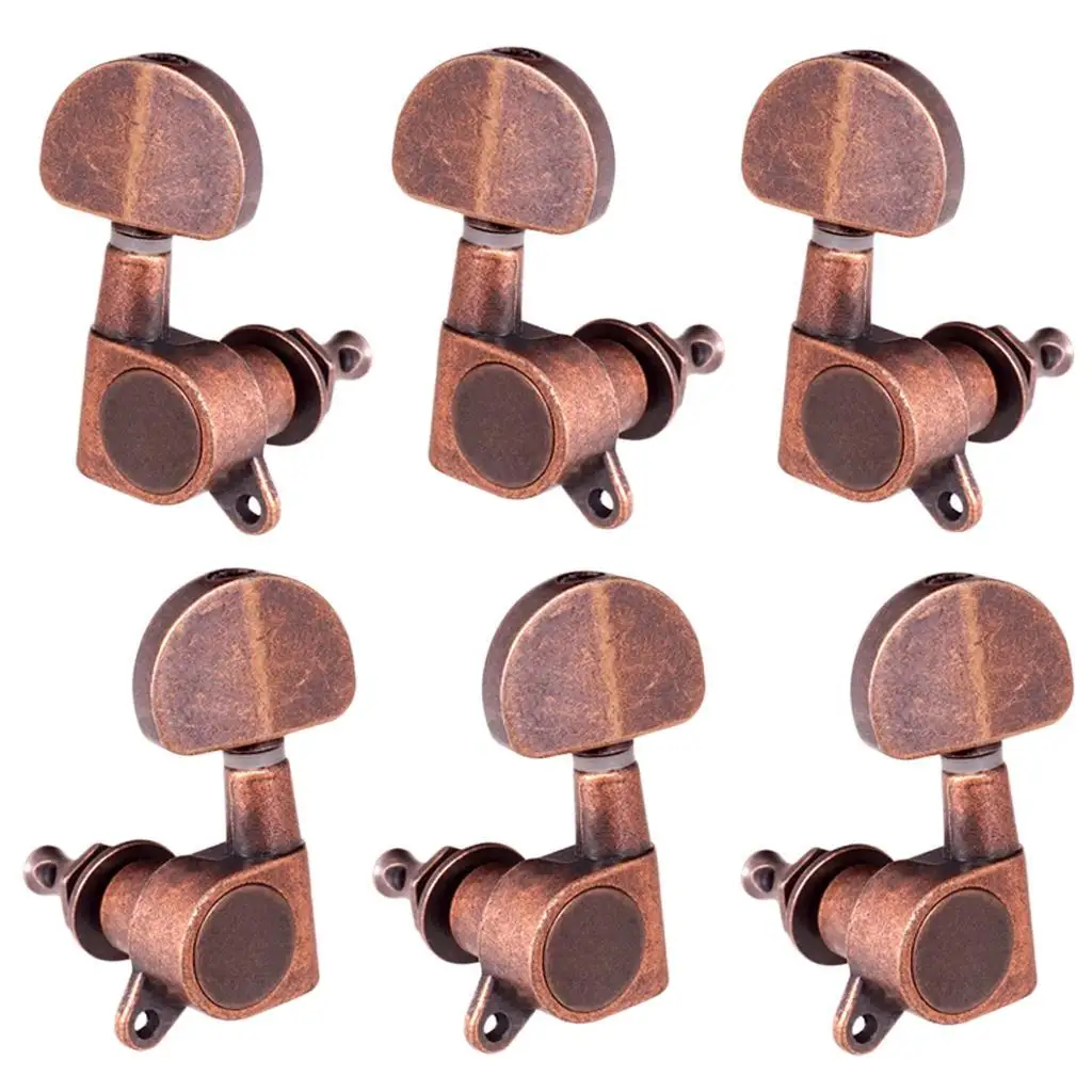 Acoustic Guitar Tuning Pegs Red Copper Button Right Left Handed Machine Heads Tuner 3R3L Sealed for Steel String Guitar